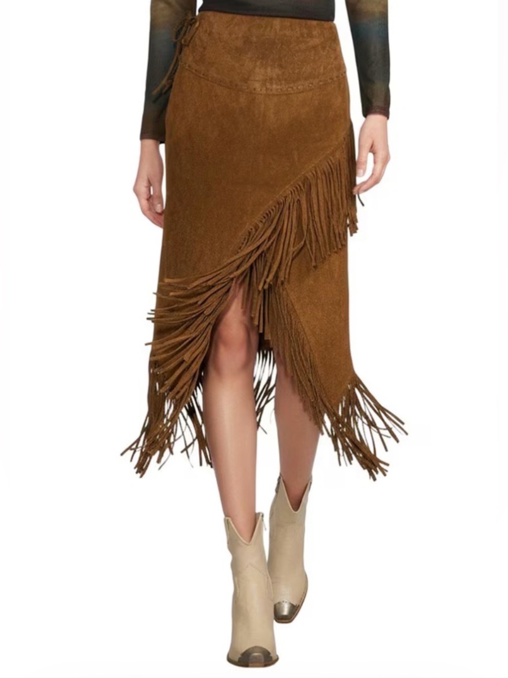 Walter Baker Faux Suede Asymmetrical Fringed Skirt- like new